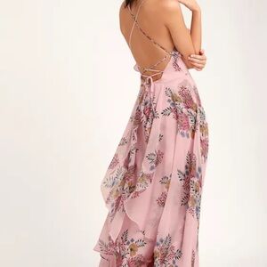 Lulu's Blush Floral Backless Dress